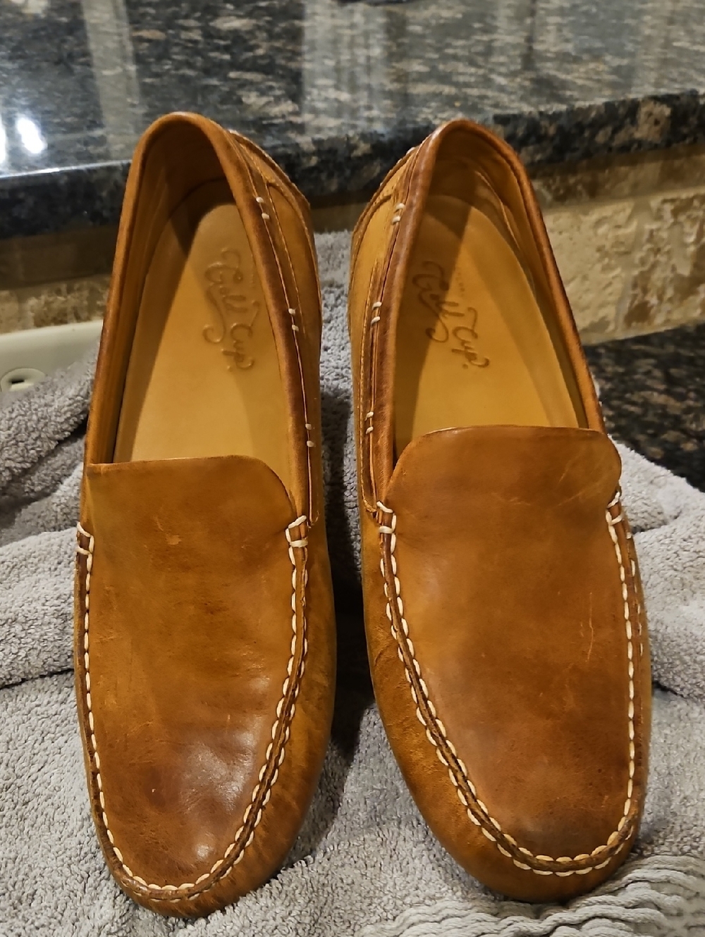 Men's Tan Leather Slip-On Loafers - Sperry Moccasin Style